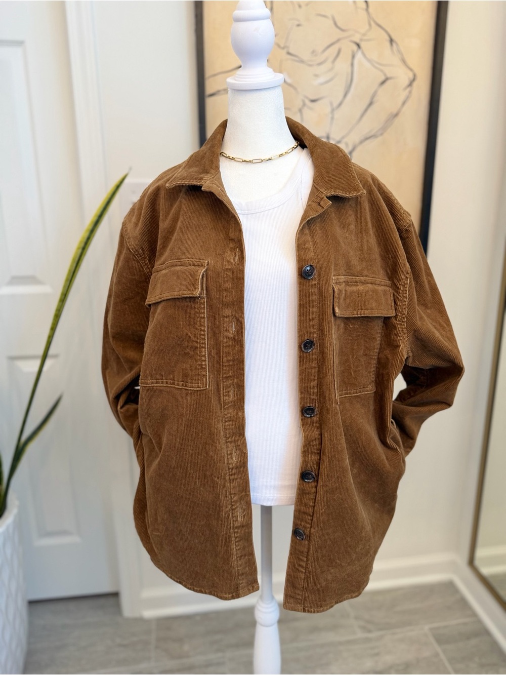 Banana Republic Corduroy Shacket Womens M Brown Utility Overshirt Jacket